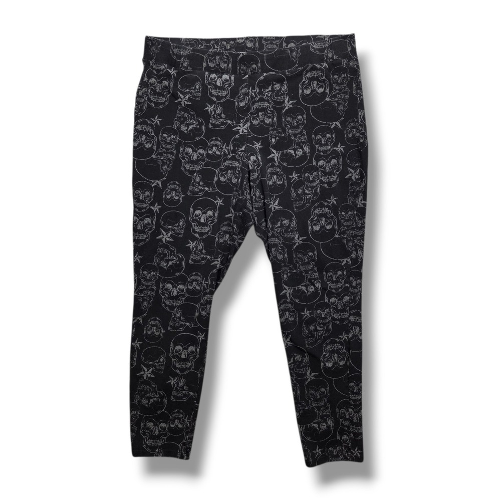 Torrid Full Length Leggings Womens 3X Skull Black Print Pull‎ On High Rise
